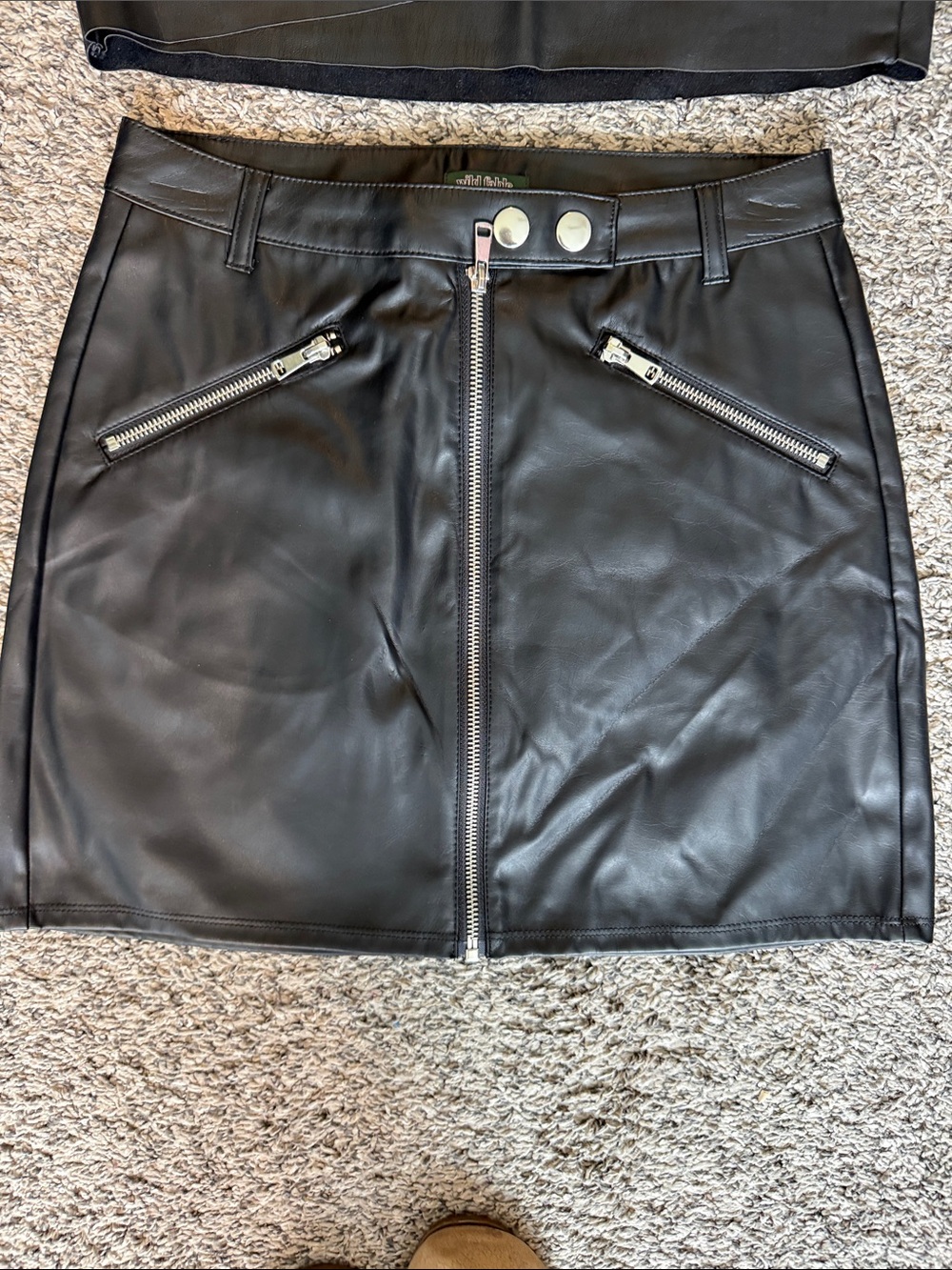 wild fable Black Faux Leather Zip-Front Mini Skirt